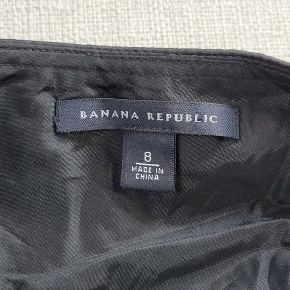 Banana Republic Womens Top Sz 8 Black Silk Strapless Ruched Velvet Sash Babydoll - Picture 8 of 12